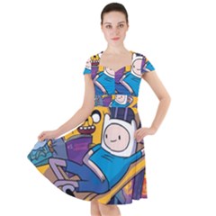 Adventure Time Finn  Jake Marceline Cap Sleeve Midi Dress