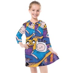 Adventure Time Finn  Jake Marceline Kids  Quarter Sleeve Shirt Dress by Bedest