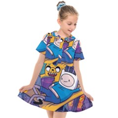 Adventure Time Finn  Jake Marceline Kids  Short Sleeve Shirt Dress by Bedest