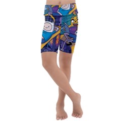 Adventure Time Finn  Jake Marceline Kids  Lightweight Velour Cropped Yoga Leggings by Bedest