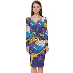 Adventure Time Finn  Jake Marceline Long Sleeve V-neck Bodycon Dress  by Bedest