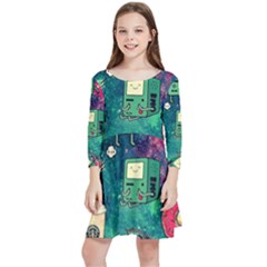 Adventure Time America Halloween Kids  Quarter Sleeve Skater Dress by Bedest