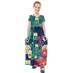 Adventure Time America Halloween Kids  Short Sleeve Maxi Dress by Bedest