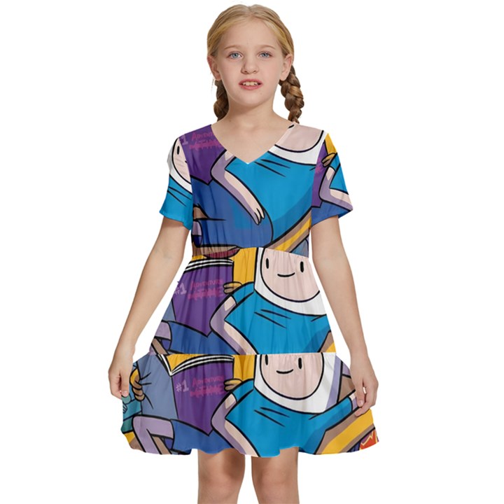 Adventure Time Finn  Jake Marceline Kids  Short Sleeve Tiered Mini Dress