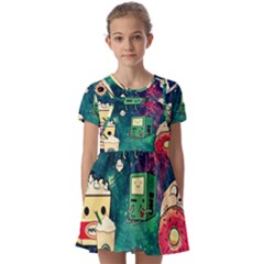 Adventure Time America Halloween Kids  Short Sleeve Pinafore Style Dress by Bedest