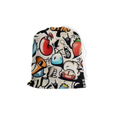 Comical Words Animals Comic Omics Crazy Graffiti Drawstring Pouch (medium) by Bedest