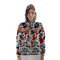 Comical Words Animals Comic Omics Crazy Graffiti Women s Hooded Windbreaker by Bedest