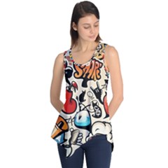 Comical Words Animals Comic Omics Crazy Graffiti Sleeveless Tunic by Bedest