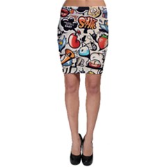 Art Book Gang Crazy Graffiti Supreme Work Bodycon Skirt