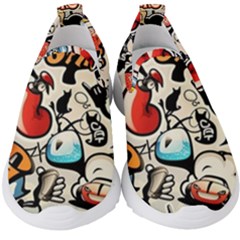 Comical Words Animals Comic Omics Crazy Graffiti Kids  Slip On Sneakers by Bedest