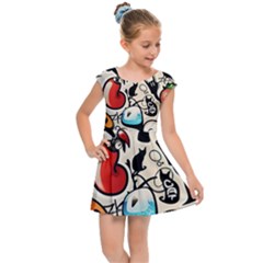 Art Book Gang Crazy Graffiti Supreme Work Kids  Cap Sleeve Dress by Bedest