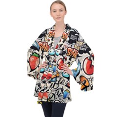 Art Book Gang Crazy Graffiti Supreme Work Long Sleeve Velvet Kimono  by Bedest