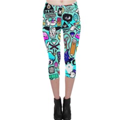 Graffiti Pop Art Crazy Retro Capri Leggings  by Bedest