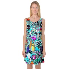 Graffiti Pop Art Crazy Retro Sleeveless Satin Nightdress by Bedest