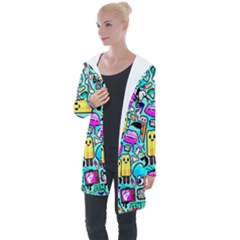 Graffiti Pop Art Crazy Retro Longline Hooded Cardigan by Bedest