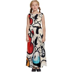 Art Book Gang Crazy Graffiti Supreme Work Kids  Satin Sleeveless Maxi Dress by Bedest