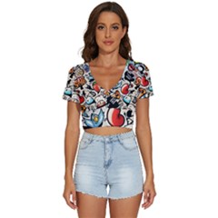 Art Book Gang Crazy Graffiti Supreme Work V-neck Crop Top by Bedest