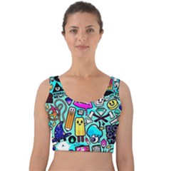 Graffiti Pop Art Crazy Retro Velvet Crop Top by Bedest