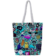 Graffiti Pop Art Crazy Retro Full Print Rope Handle Tote (small) by Bedest