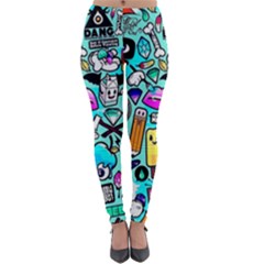 Graffiti Pop Art Crazy Retro Lightweight Velour Leggings by Bedest