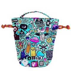 Graffiti Pop Art Crazy Retro Drawstring Bucket Bag by Bedest