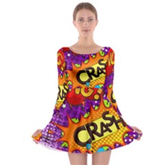 Crash Bang Adventure Time Art Boom Graffiti Long Sleeve Skater Dress by Bedest