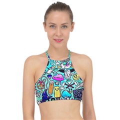 Graffiti Pop Art Crazy Retro Halter Bikini Top by Bedest