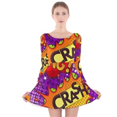 Crash Bang Adventure Time Art Boom Graffiti Long Sleeve Velvet Skater Dress by Bedest