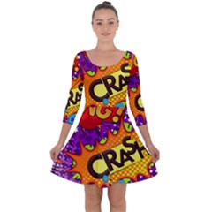 Crash Bang Adventure Time Art Boom Graffiti Quarter Sleeve Skater Dress by Bedest