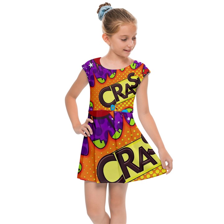 Crash Bang Adventure Time Art Boom Graffiti Kids  Cap Sleeve Dress