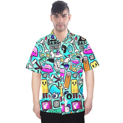 Graffiti Pop Art Crazy Retro Men s Hawaii Shirt by Bedest