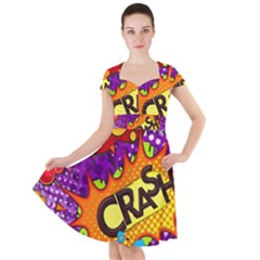 Crash Bang Adventure Time Art Boom Graffiti Cap Sleeve Midi Dress