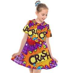 Crash Bang Adventure Time Art Boom Graffiti Kids  Short Sleeve Shirt Dress by Bedest