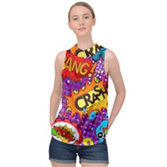 Crash Bang Adventure Time Art Boom Graffiti High Neck Satin Top by Bedest