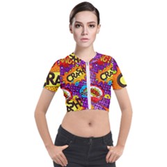 Crash Bang Adventure Time Art Boom Graffiti Short Sleeve Cropped Jacket by Bedest