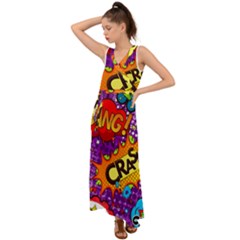 Crash Bang Adventure Time Art Boom Graffiti V-neck Chiffon Maxi Dress by Bedest