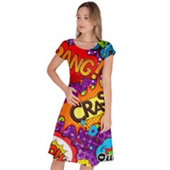 Crash Bang Adventure Time Art Boom Graffiti Classic Short Sleeve Dress by Bedest