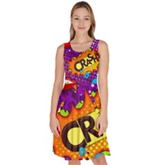 Crash Bang Adventure Time Art Boom Graffiti Knee Length Skater Dress With Pockets by Bedest