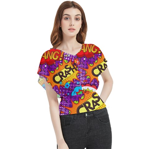 Crash Bang Adventure Time Art Boom Graffiti Butterfly Chiffon Blouse by Bedest