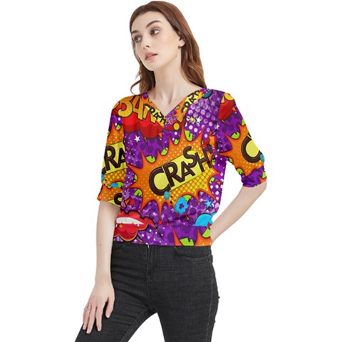 Crash Bang Adventure Time Art Boom Graffiti Quarter Sleeve Blouse by Bedest