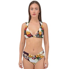 Graffiti Go Art Double Strap Halter Bikini Set by Bedest