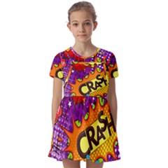 Crash Bang Adventure Time Art Boom Graffiti Kids  Short Sleeve Pinafore Style Dress by Bedest