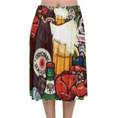 Graffiti Go Art Velvet Flared Midi Skirt by Bedest