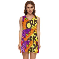 Crash Bang Adventure Time Art Boom Graffiti Tiered Sleeveless Mini Dress by Bedest