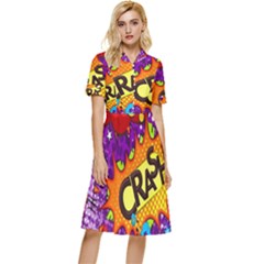 Crash Bang Adventure Time Art Boom Graffiti Button Top Knee Length Dress by Bedest