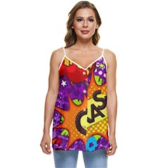 Crash Bang Adventure Time Art Boom Graffiti Casual Spaghetti Strap Chiffon Top by Bedest