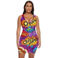 Crash Bang Adventure Time Art Boom Graffiti Draped Bodycon Dress by Bedest