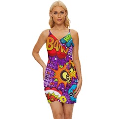 Crash Bang Adventure Time Art Boom Graffiti Wrap Tie Front Dress by Bedest