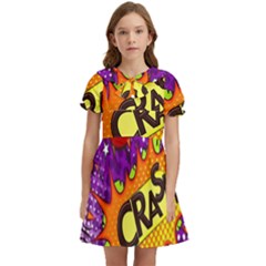 Crash Bang Adventure Time Art Boom Graffiti Kids  Bow Tie Puff Sleeve Dress by Bedest