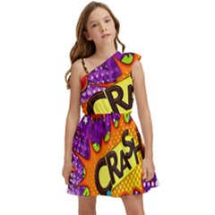 Crash Bang Adventure Time Art Boom Graffiti Kids  One Shoulder Party Dress by Bedest